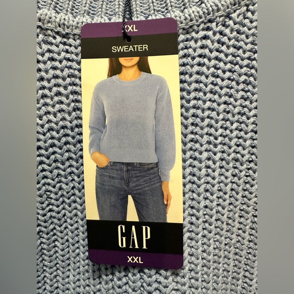 Gap Size XXL Baby Blue 100% Cotton Sweater NWT - Picture 3 of 6